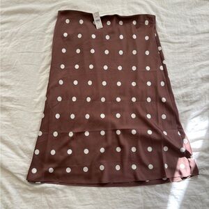NWT LOFT Brown and White Polka Dot Pencil Skirt Sz XL